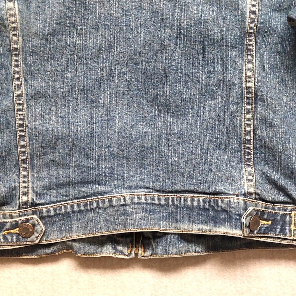 Abercrombie & Fitch Women L Denim Jacket Medium Wash Full Zip Trucker Streetwear - Picture 13 of 16